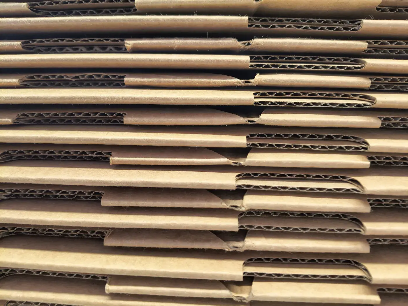 Stacked corrugated cardboard boxes