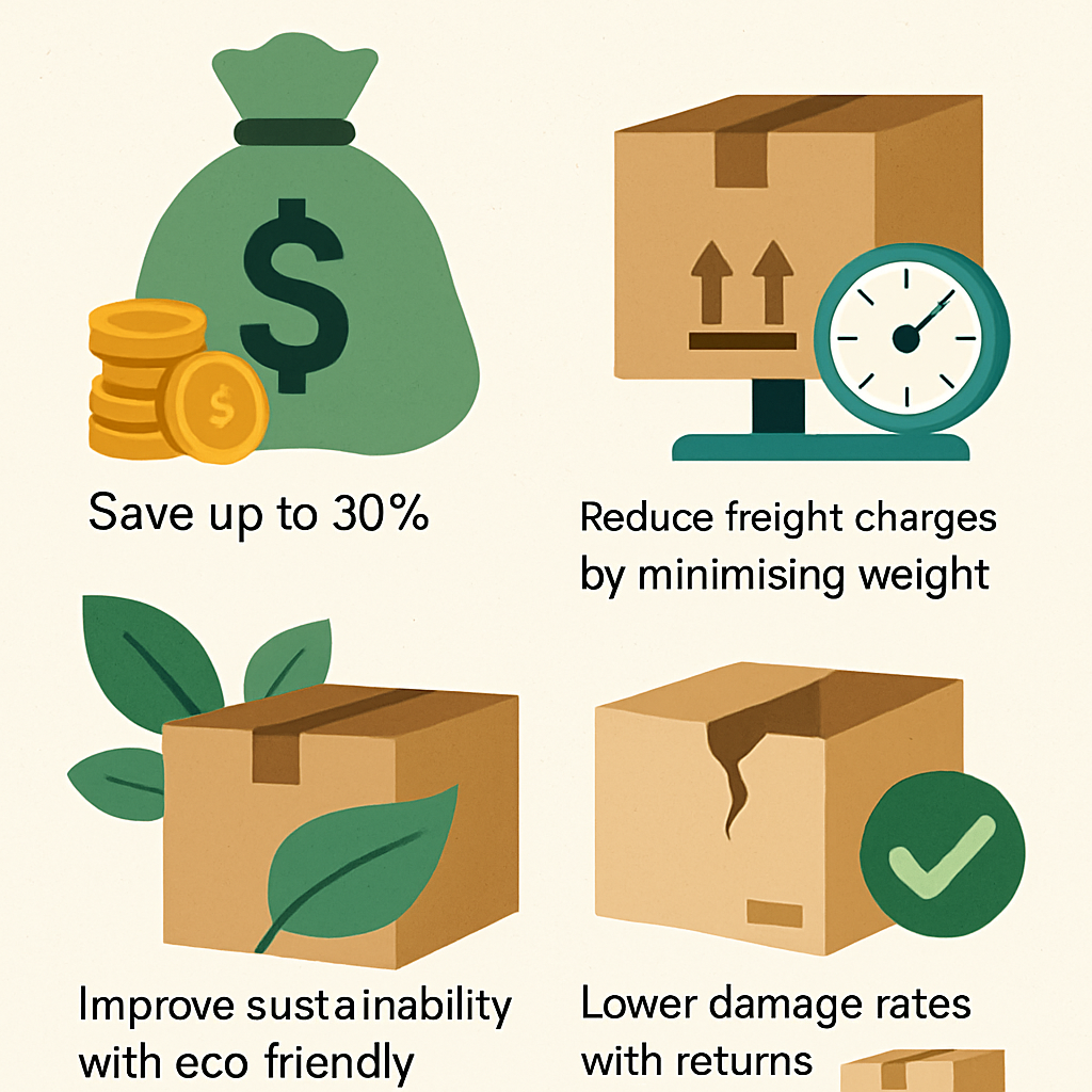 create an image for this text Why It MattersSave up to 30 on packaging costsReduce freight charges by minimizing dimensional weightImprove sustainabi-2 create an image for this text Why It MattersSave up to 30 on packaging costsReduce freight charges by minimizing dimensional weightImprove sustainabi-2